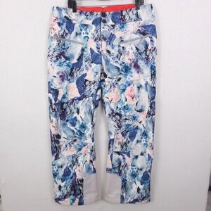 Obermeyer Bond Sport Ski Pants Womens 16 Short Blue Pink Abstract Snow Insulated
